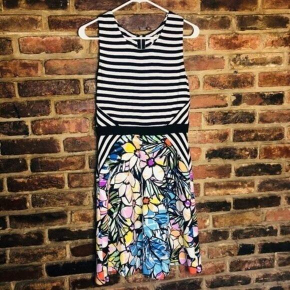 Spense Floral Striped Spring Sleeveless Mini Dress Women's Size 6 - Picture 1 of 7
